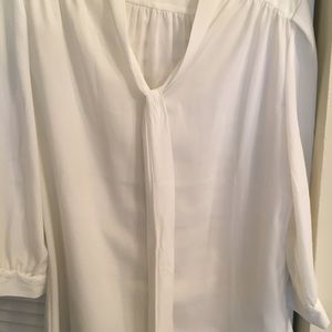 Sheer 3/4 sleeve off white blouse